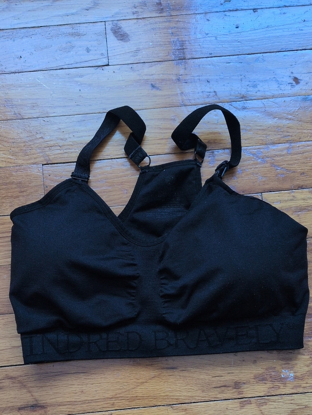 Kindred Bravely Black Wireless Nursing Sports Bra with Removable Pads